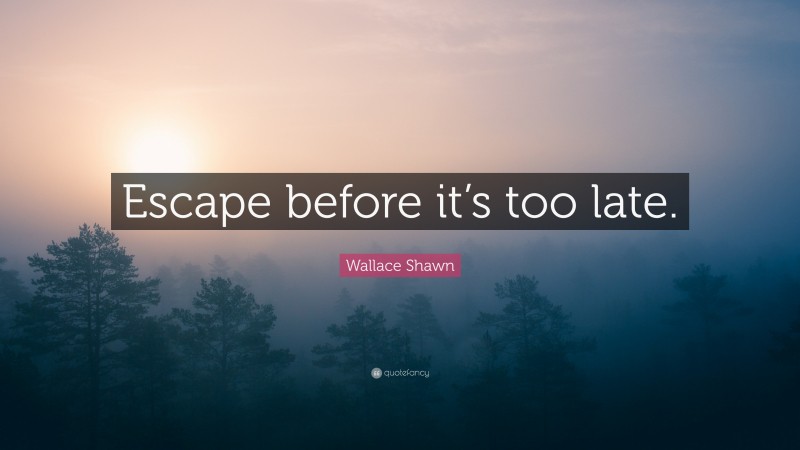 Wallace Shawn Quote: “Escape before it’s too late.”