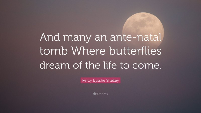 Percy Bysshe Shelley Quote: “And many an ante-natal tomb Where butterflies dream of the life to come.”