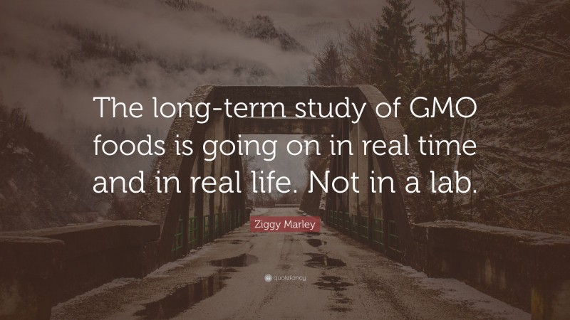 Ziggy Marley Quote: “The long-term study of GMO foods is going on in real time and in real life. Not in a lab.”