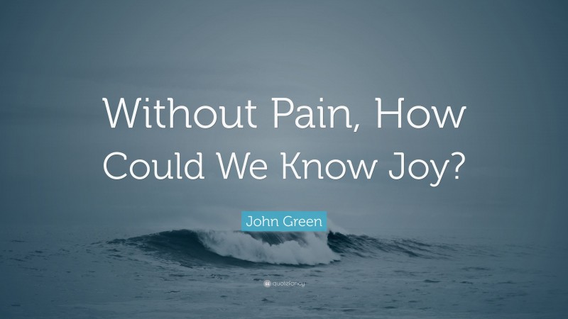John Green Quote: “Without Pain, How Could We Know Joy?”