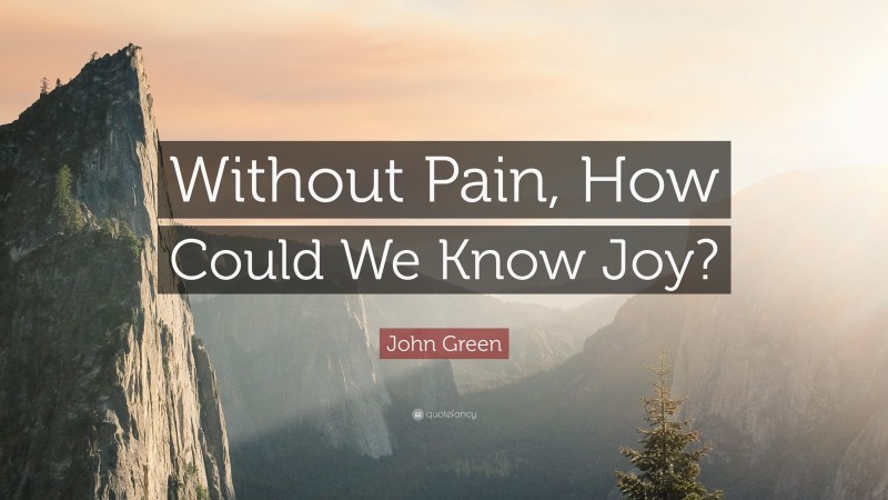 John Green Quote: “Without Pain, How Could We Know Joy?”