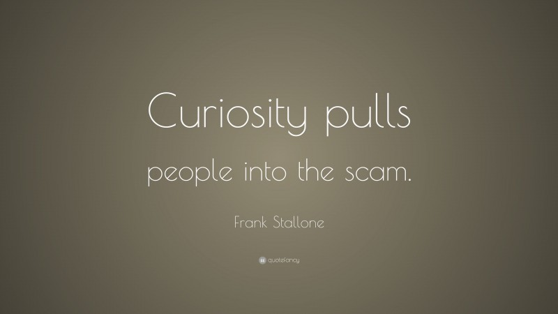 Frank Stallone Quote: “Curiosity pulls people into the scam.”