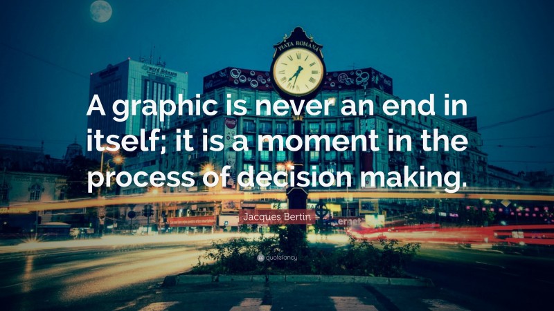 Jacques Bertin Quote: “A graphic is never an end in itself; it is a moment in the process of decision making.”