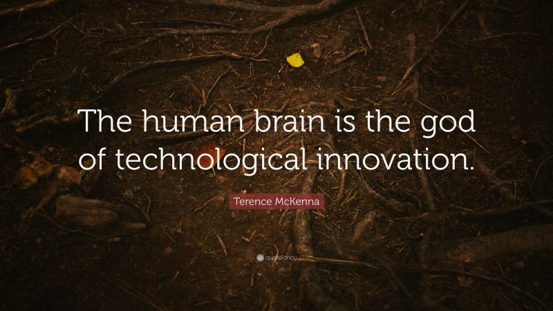 Terence McKenna Quote: “The human brain is the god of technological innovation.”