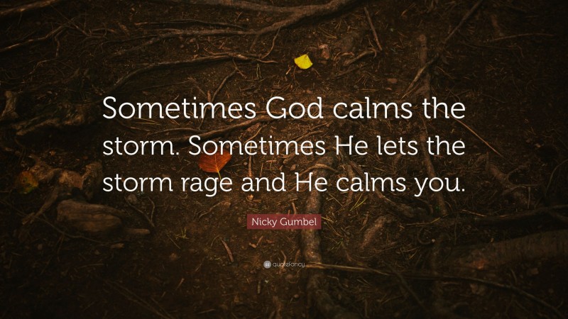Nicky Gumbel Quote: “Sometimes God calms the storm. Sometimes He lets the storm rage and He calms you.”