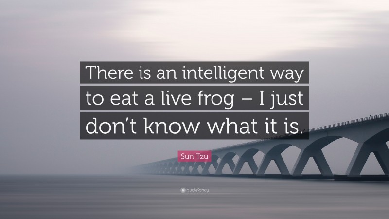 Sun Tzu Quote: “There is an intelligent way to eat a live frog – I just don’t know what it is.”