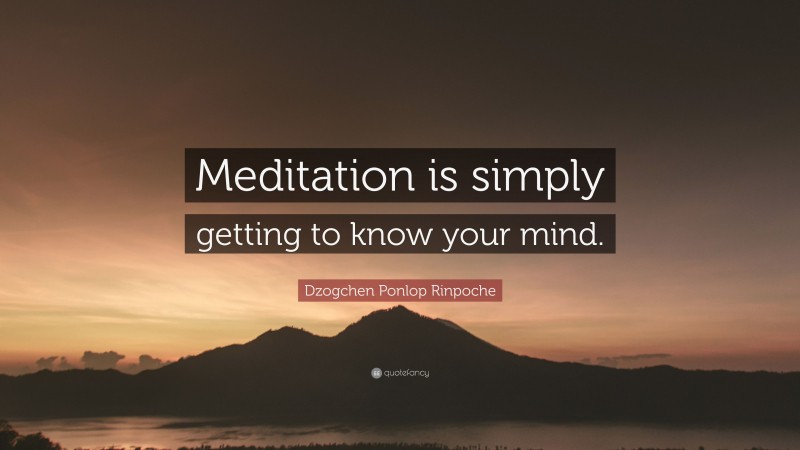 Dzogchen Ponlop Rinpoche Quote: “Meditation is simply getting to know your mind.”