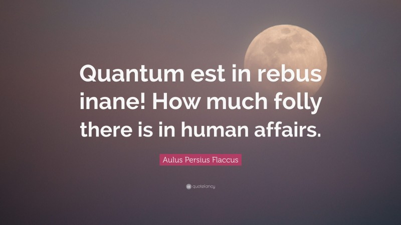 Aulus Persius Flaccus Quote: “Quantum est in rebus inane! How much folly there is in human affairs.”