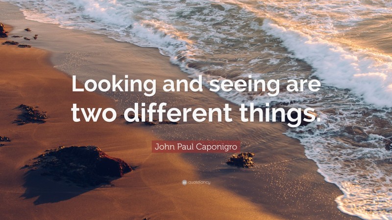 John Paul Caponigro Quote: “Looking and seeing are two different things.”