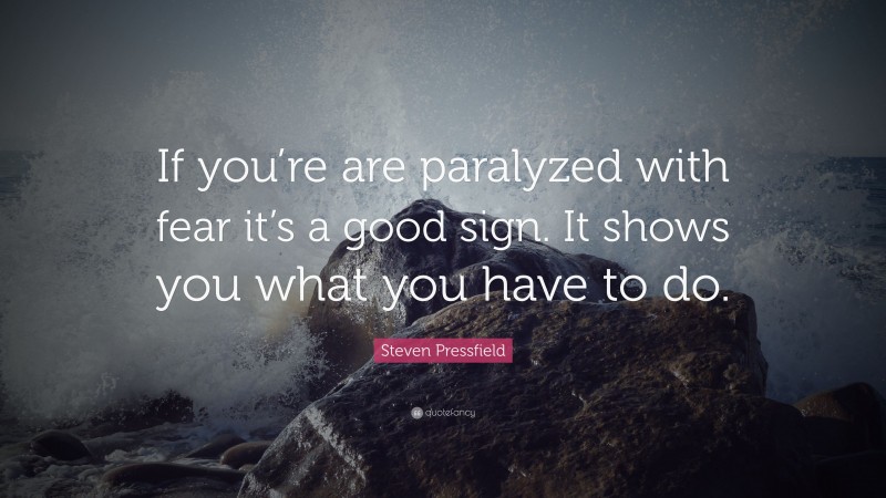Steven Pressfield Quote: “If you’re are paralyzed with fear it’s a good sign. It shows you what you have to do.”