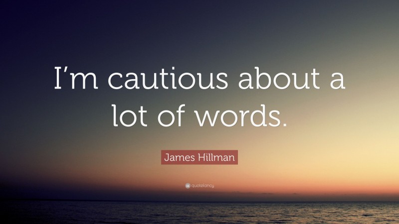 James Hillman Quote: “I’m cautious about a lot of words.”