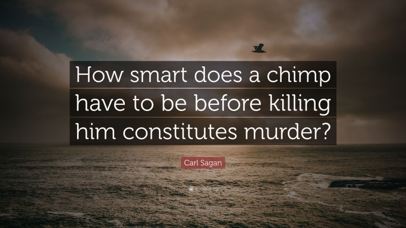 Carl Sagan Quote: “How smart does a chimp have to be before killing him constitutes murder?”