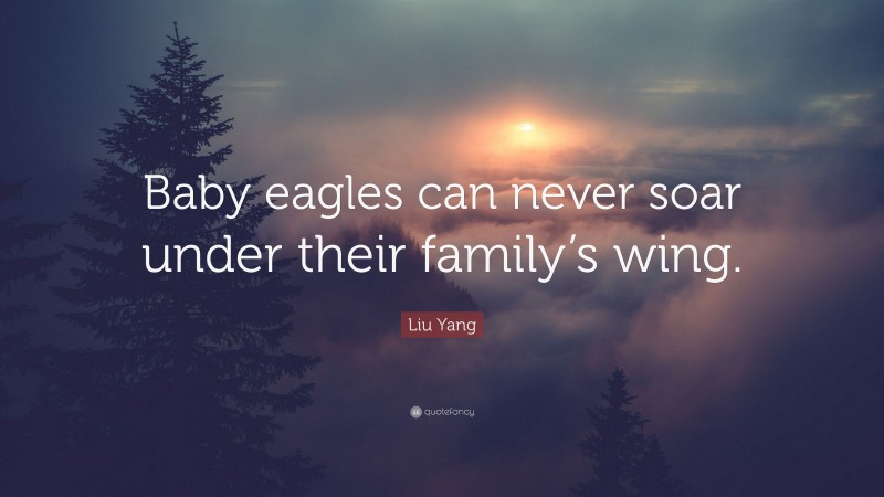 Liu Yang Quote: “Baby eagles can never soar under their family’s wing.”