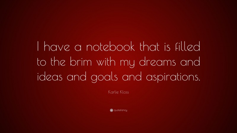 Karlie Kloss Quote: “I have a notebook that is filled to the brim with my dreams and ideas and goals and aspirations.”