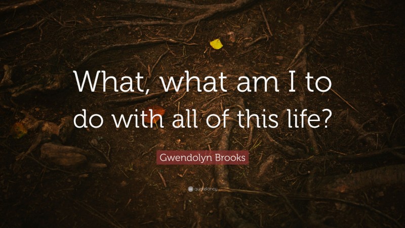Gwendolyn Brooks Quote: “What, what am I to do with all of this life?”