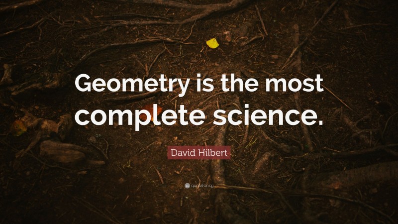 David Hilbert Quote: “Geometry is the most complete science.”