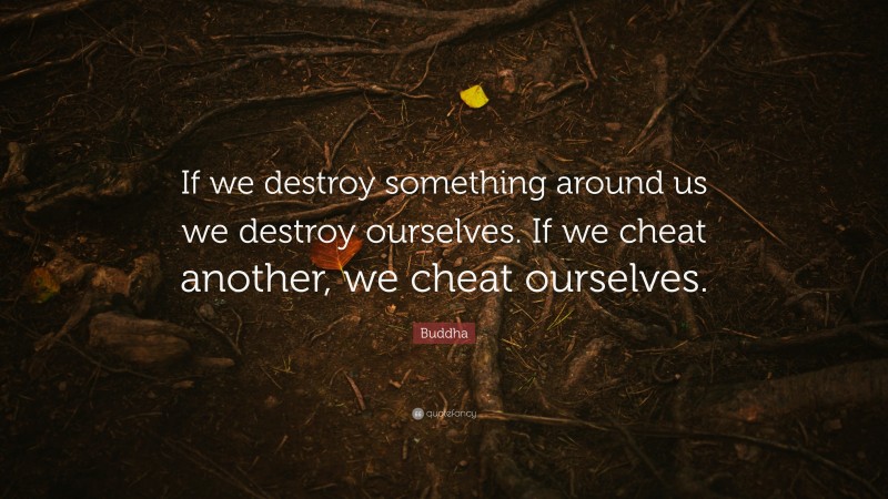 Buddha Quote: “If we destroy something around us we destroy ourselves. If we cheat another, we cheat ourselves.”