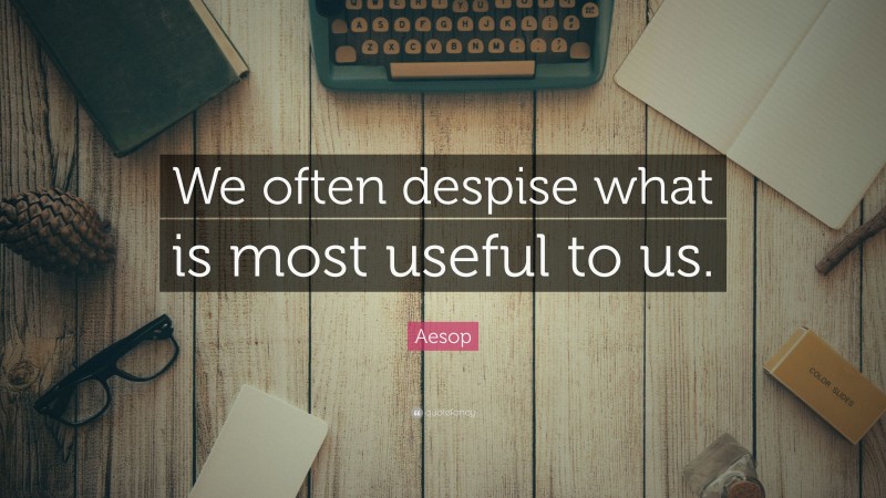 Aesop Quote: “We often despise what is most useful to us.”