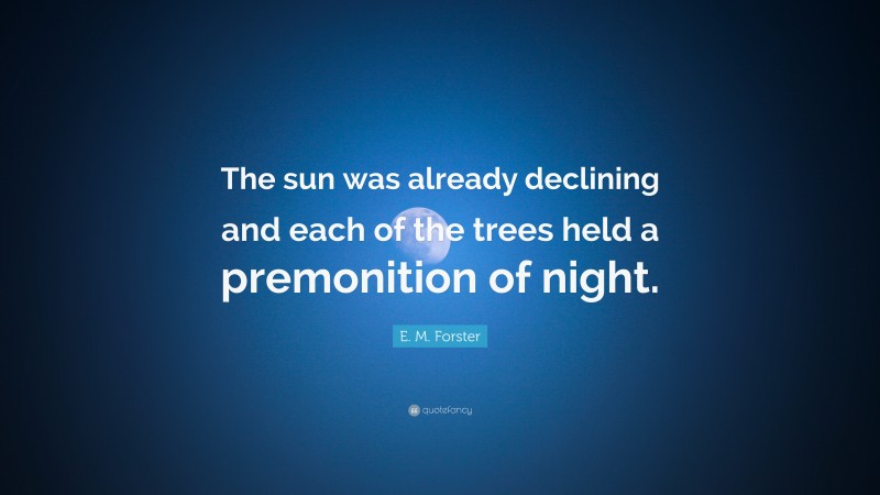 E. M. Forster Quote: “The sun was already declining and each of the trees held a premonition of night.”