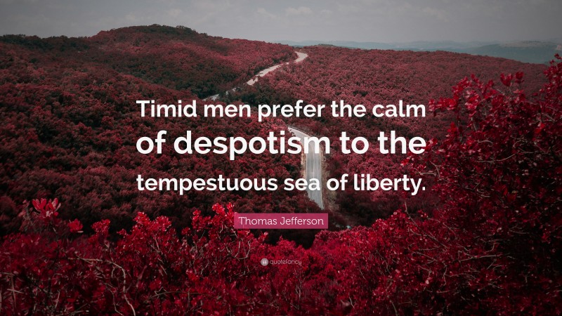 Thomas Jefferson Quote: “Timid men prefer the calm of despotism to the tempestuous sea of liberty.”
