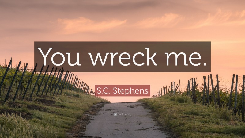 S.C. Stephens Quote: “You wreck me.”
