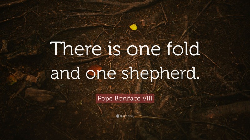Pope Boniface VIII Quote: “There is one fold and one shepherd.”
