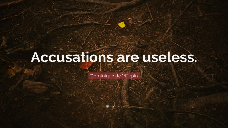 Dominique de Villepin Quote: “Accusations are useless.”