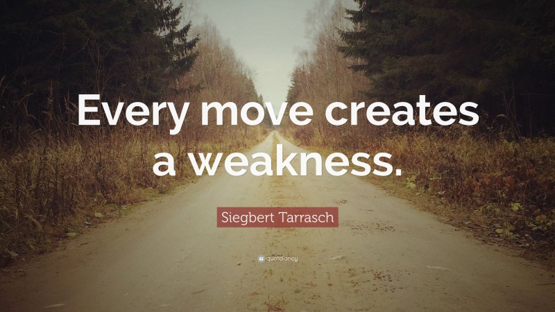 Siegbert Tarrasch Quote: “Every move creates a weakness.”