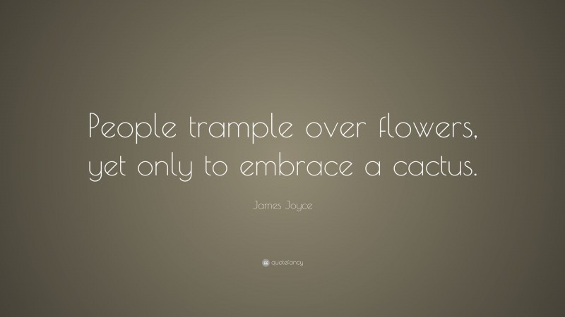 James Joyce Quote: “People trample over flowers, yet only to embrace a cactus.”