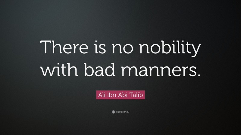Ali ibn Abi Talib Quote: “There is no nobility with bad manners.”
