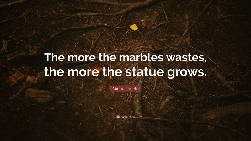 Michelangelo Quote: “The more the marbles wastes, the more the statue grows.”