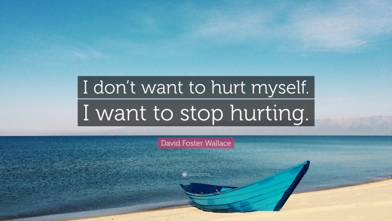 David Foster Wallace Quote: “I don’t want to hurt myself. I want to stop hurting.”
