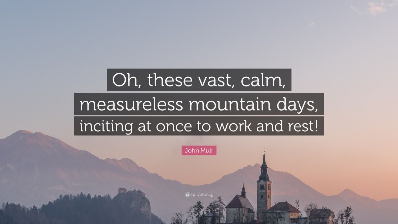 John Muir Quote: “Oh, these vast, calm, measureless mountain days, inciting at once to work and rest!”