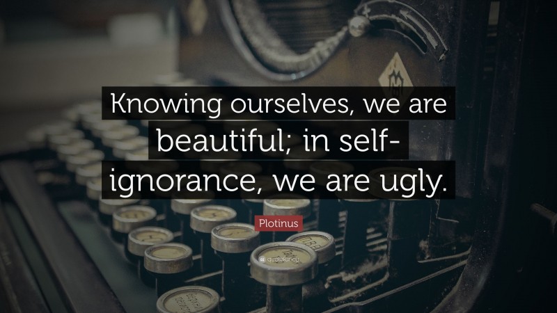 Plotinus Quote: “Knowing ourselves, we are beautiful; in self-ignorance, we are ugly.”