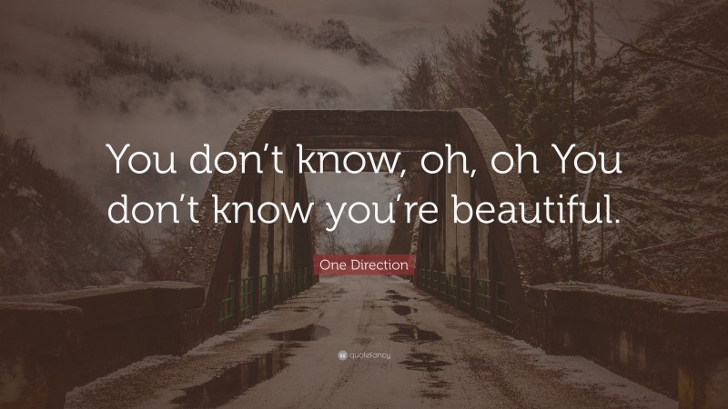 One Direction Quote: “You don’t know, oh, oh You don’t know you’re beautiful.”