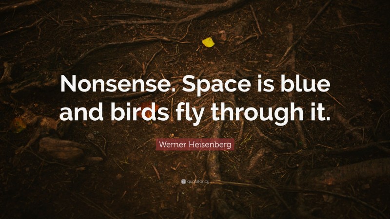 Werner Heisenberg Quote: “Nonsense. Space is blue and birds fly through it.”