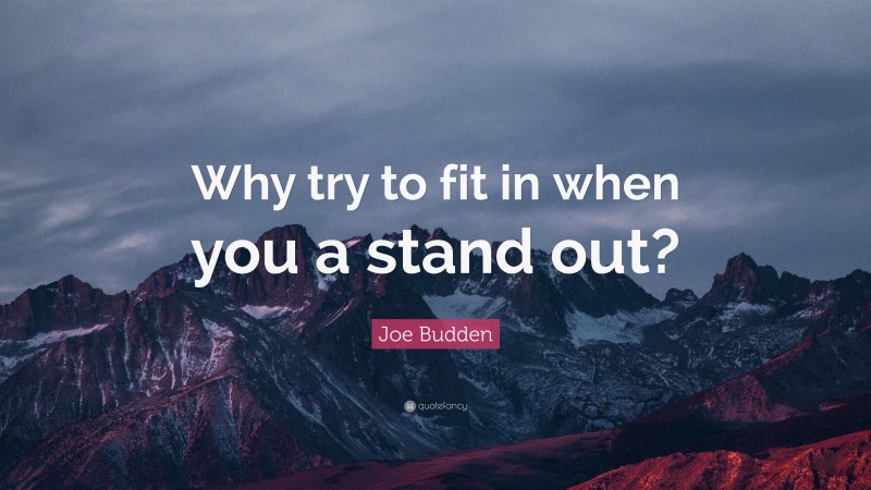 Joe Budden Quote: “Why try to fit in when you a stand out?”
