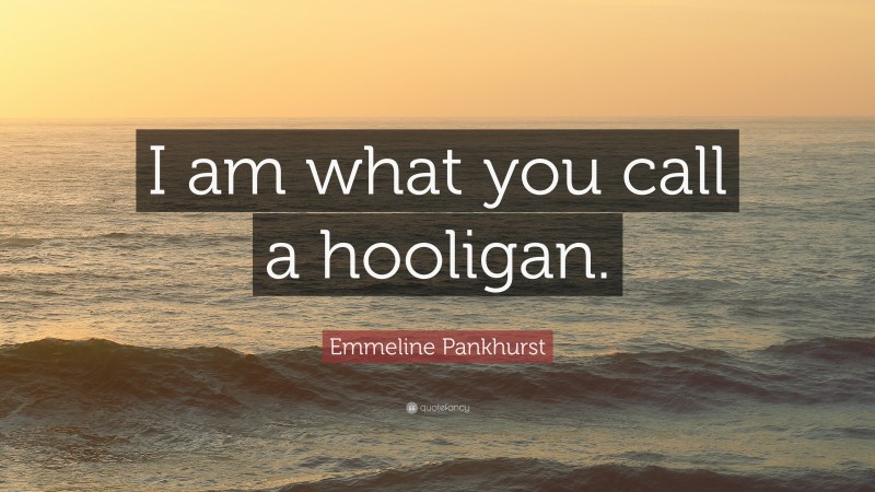 Emmeline Pankhurst Quote: “I am what you call a hooligan.”