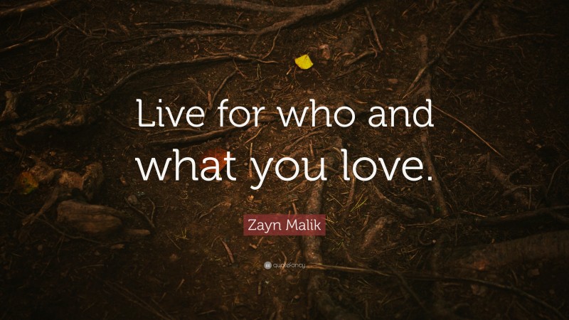 Zayn Malik Quote: “Live for who and what you love.”