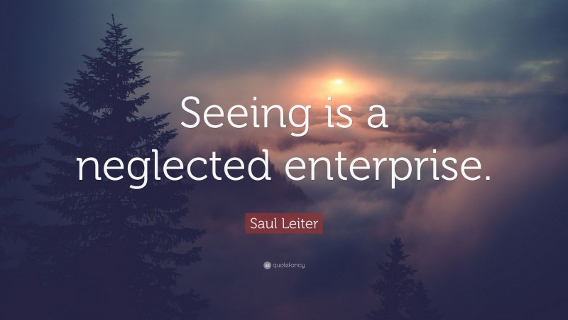 Saul Leiter Quote: “Seeing is a neglected enterprise.”