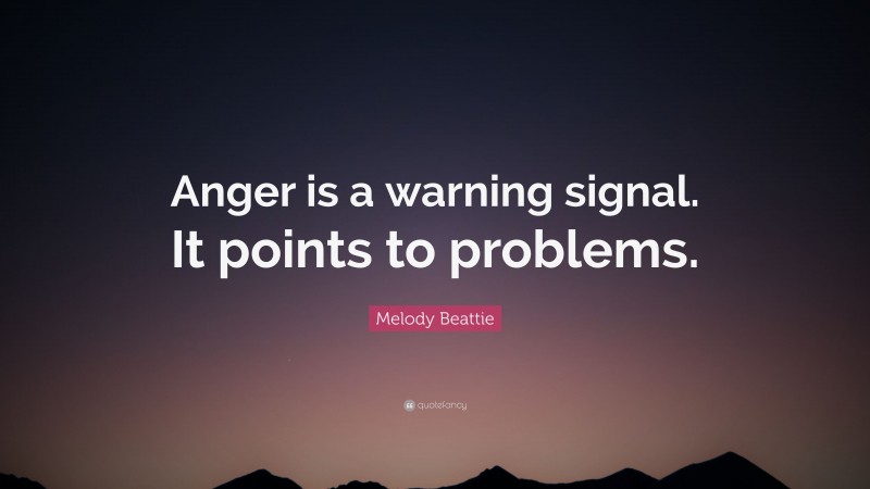 Melody Beattie Quote: “Anger is a warning signal. It points to problems.”