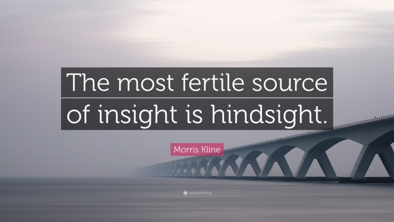 Morris Kline Quote: “The most fertile source of insight is hindsight.”