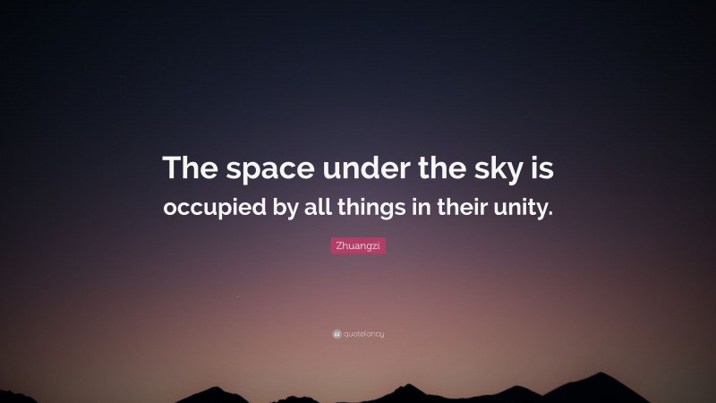Zhuangzi Quote: “The space under the sky is occupied by all things in their unity.”