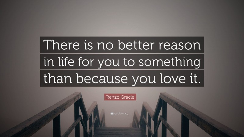 Renzo Gracie Quote: “There is no better reason in life for you to something than because you love it.”
