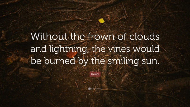 Rumi Quote: “Without the frown of clouds and lightning, the vines would be burned by the smiling sun.”