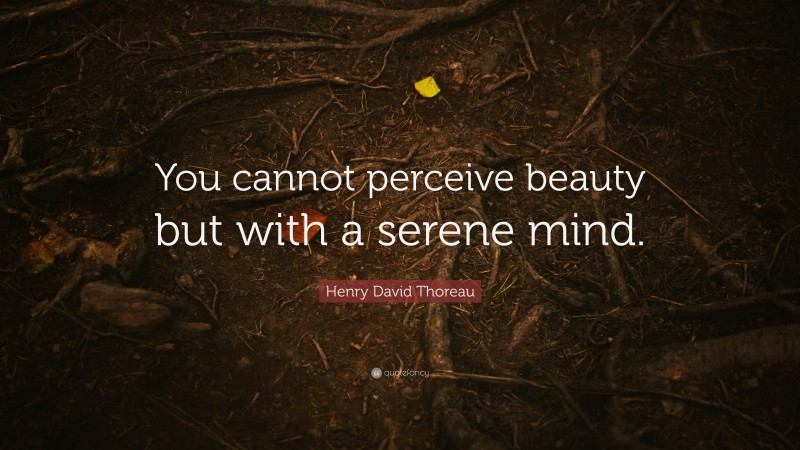 Henry David Thoreau Quote: “You cannot perceive beauty but with a serene mind.”