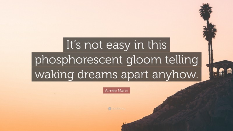 Aimee Mann Quote: “It’s not easy in this phosphorescent gloom telling waking dreams apart anyhow.”