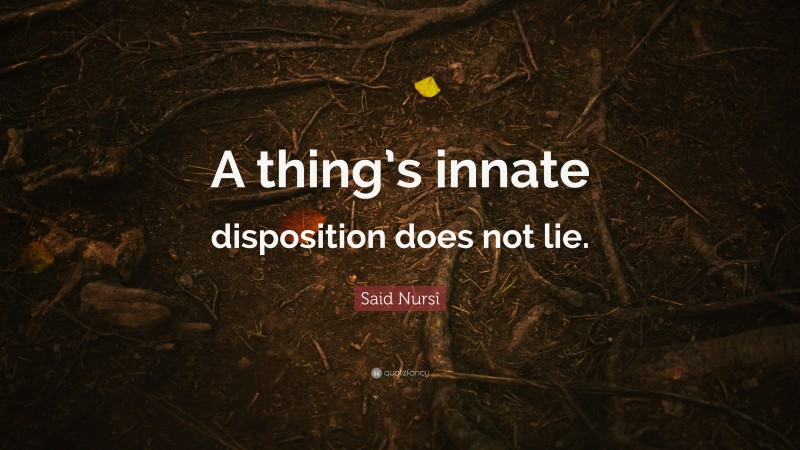 Said Nursî Quote: “A thing’s innate disposition does not lie.”