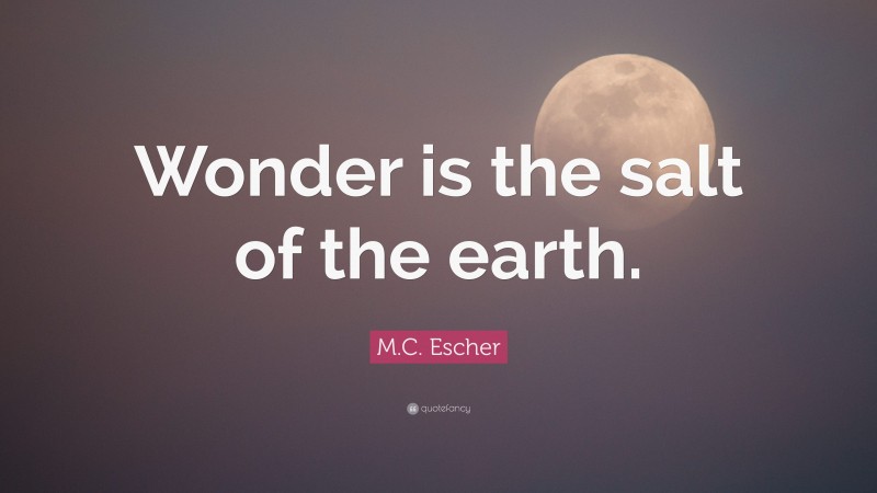 M.C. Escher Quote: “Wonder is the salt of the earth.”