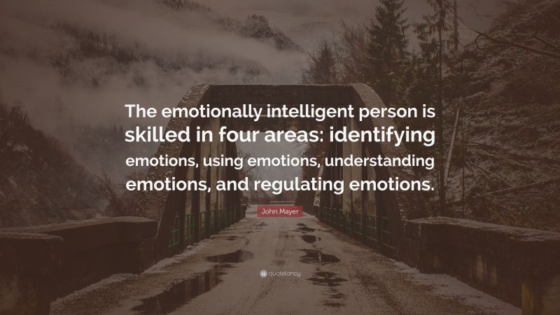 John Mayer Quote: “The emotionally intelligent person is skilled in four areas: identifying emotions, using emotions, understanding emotions, and regulating emotions.”